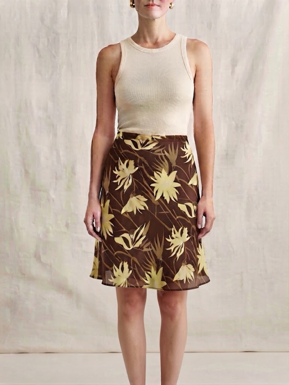 H&M Brown Floral Print Mini Skirt 🤎🌼 Size 10